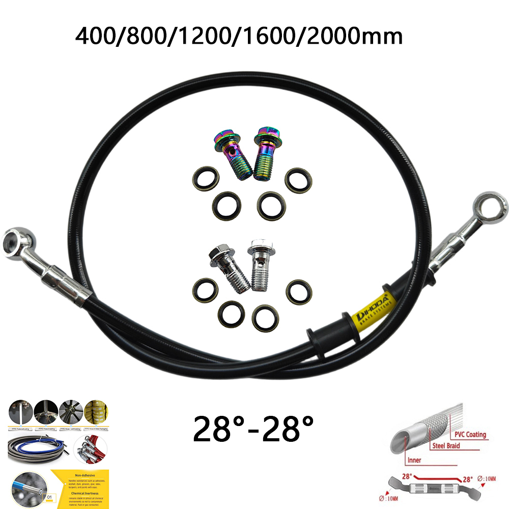 28°-28° Black Braided Stainles - Brake Line Motorcycle 评论和价格