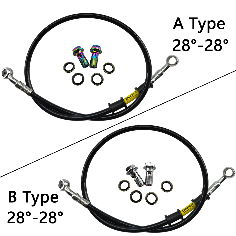 28°-28° Black Braided Stainles - Brake Line Motorcycle 评论和价格