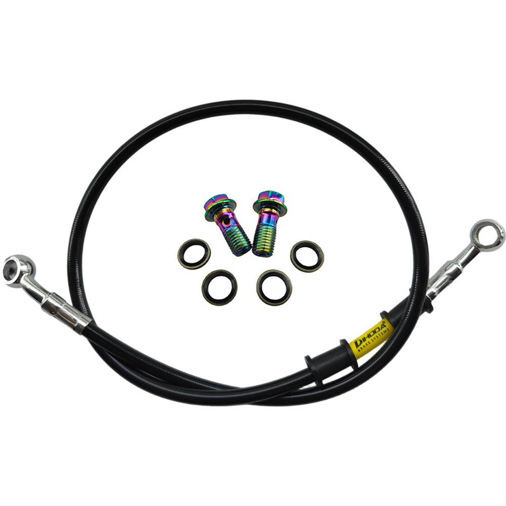 28°-28° Black Braided Stainles - Brake Line Motorcycle 评论和价格