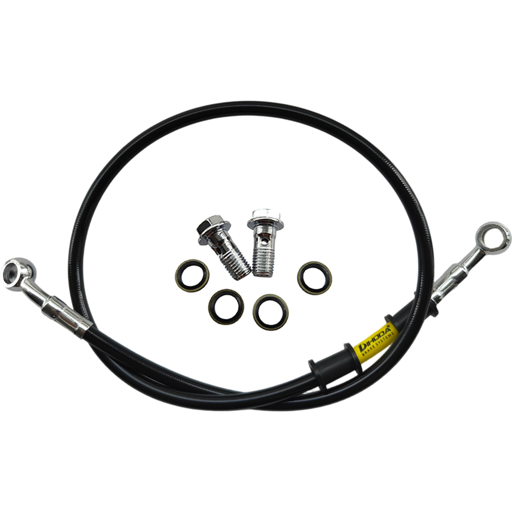 28°-28° Black Braided Stainles - Brake Line Motorcycle 评论和价格