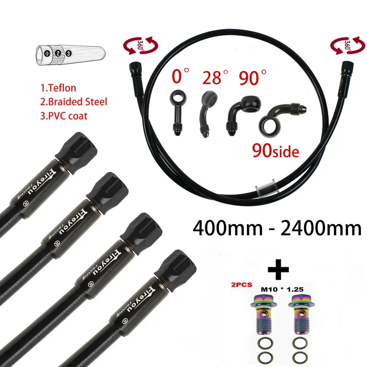 AN3 Braided Brake Hose Motorcy - Brake Line Motorcycle 评论和价格